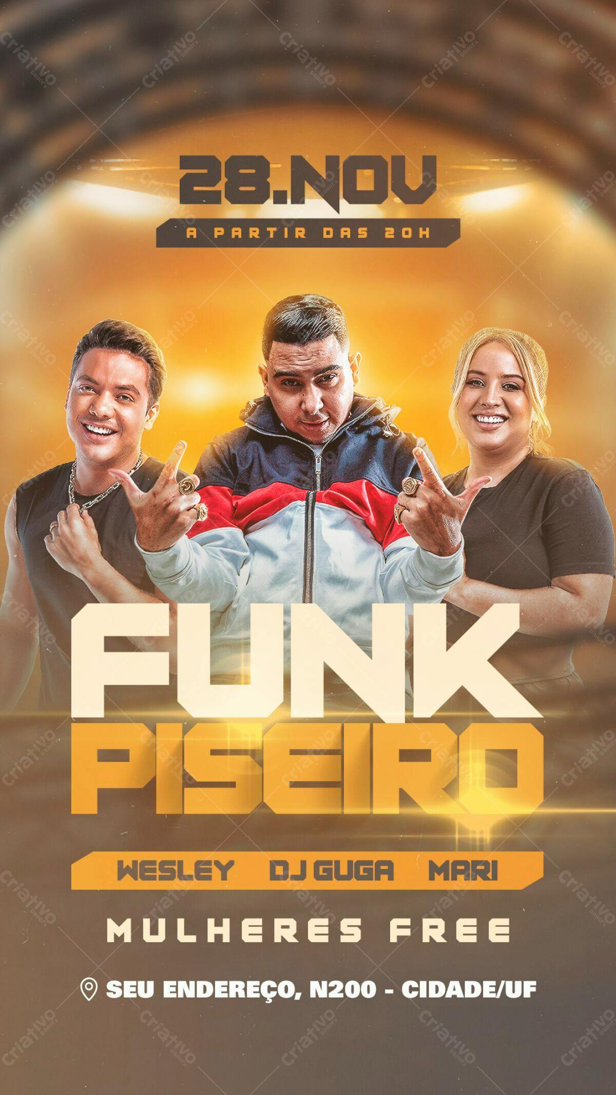 Flyer Festa Funk e Piseiro PSD Editável