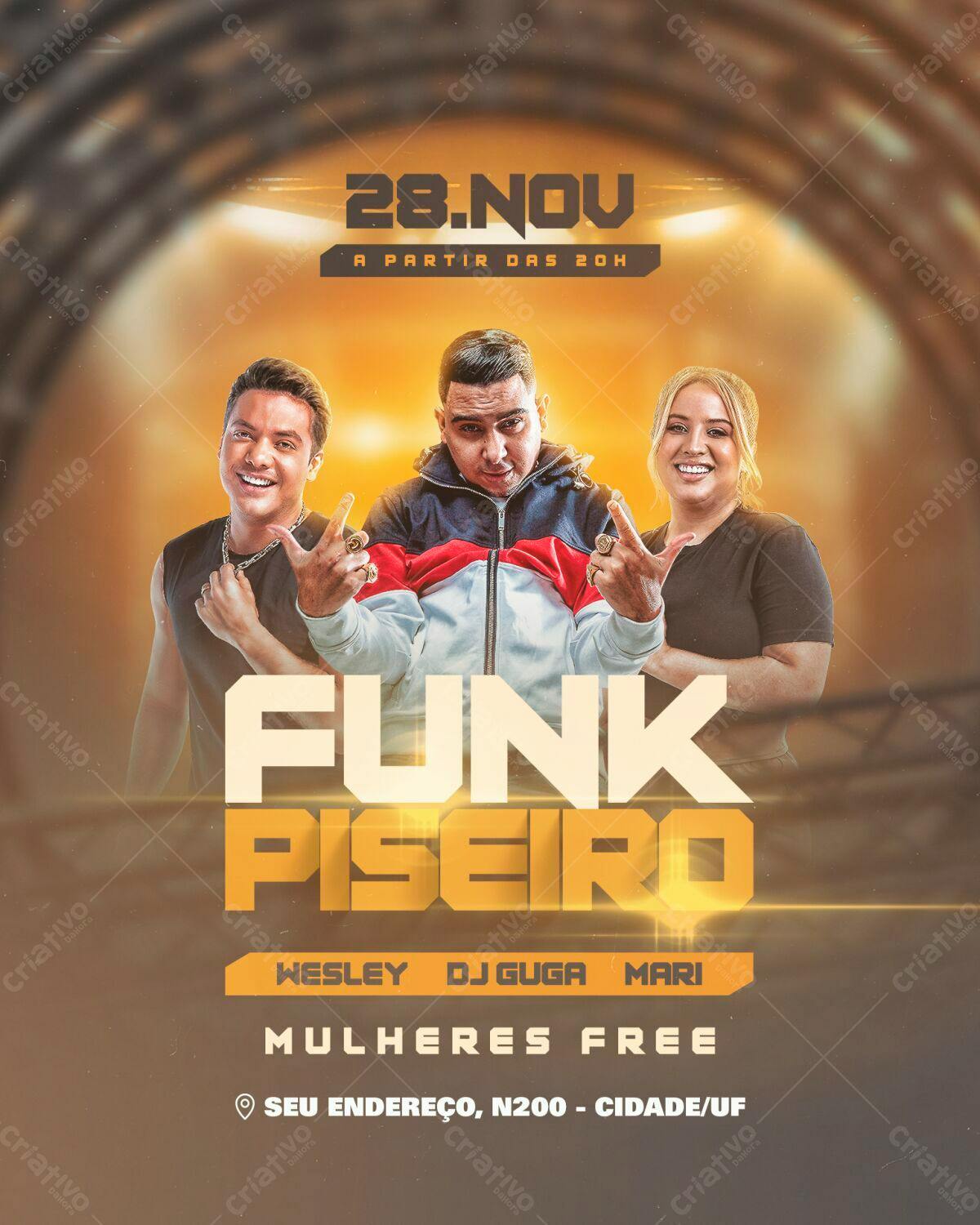 Flyer Festa Funk e Piseiro PSD Editável