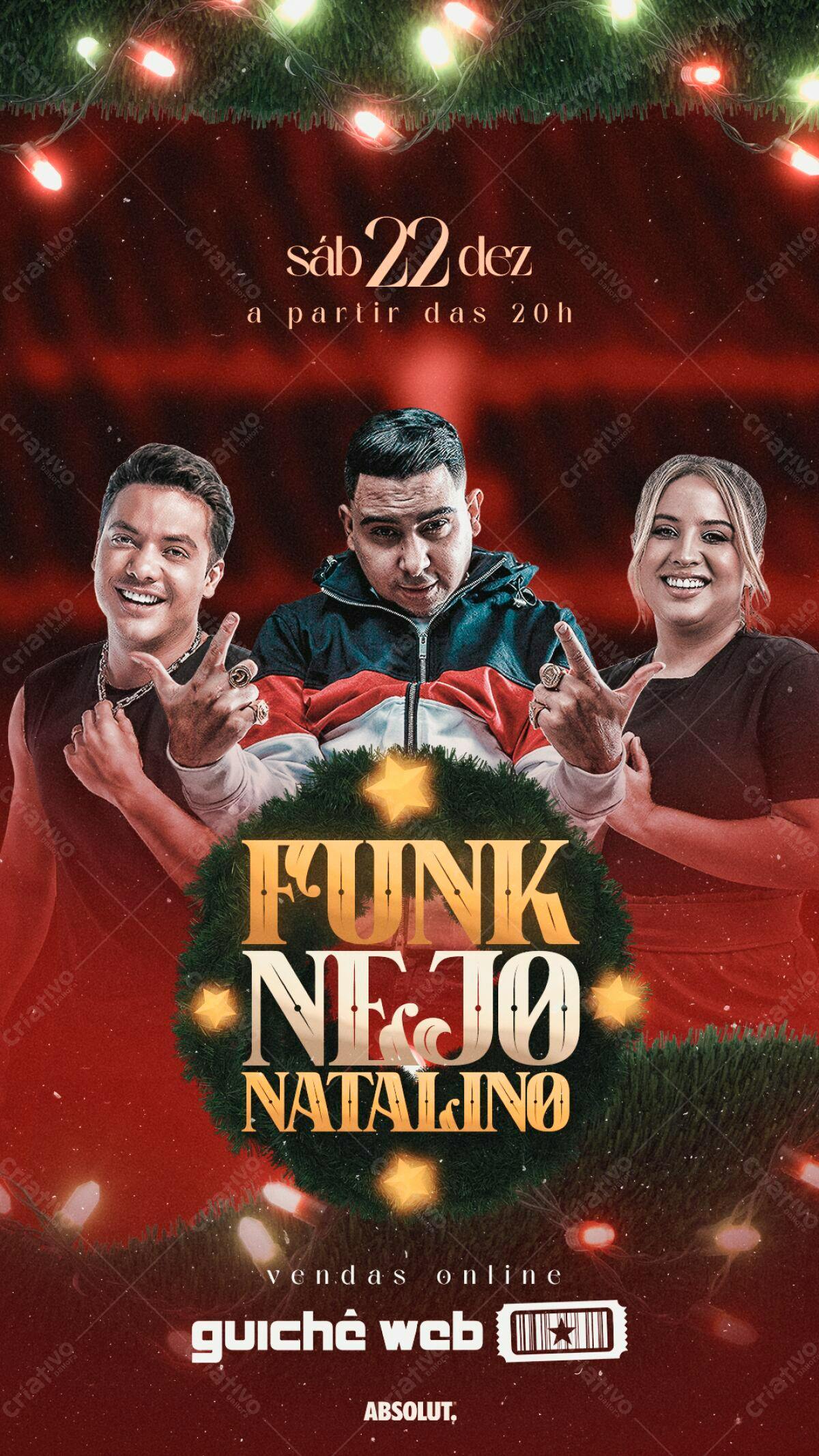 Flyer para Festa de Funk de Natal PSD Editável