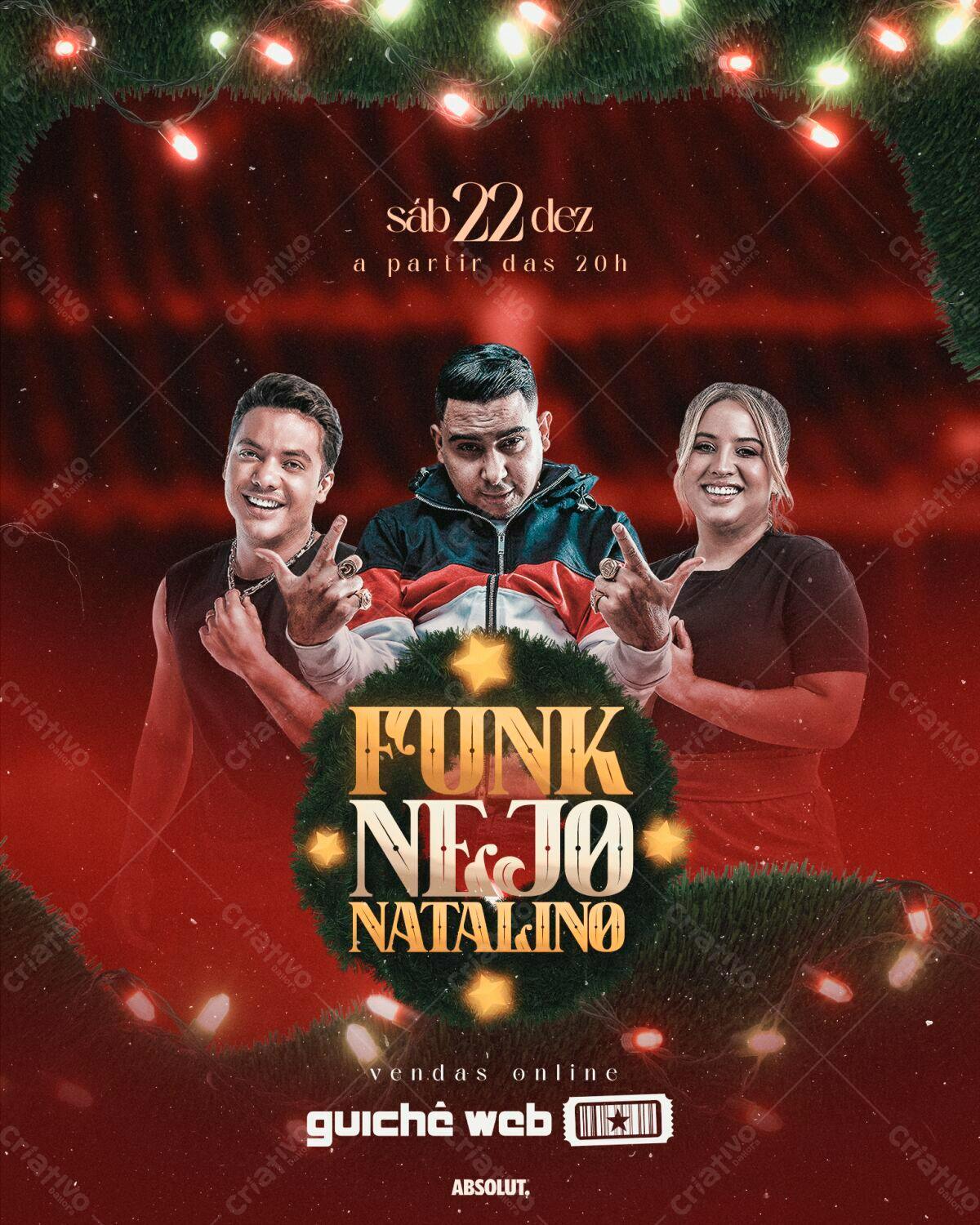 Flyer para Festa de Natal com Funk PSD Editável