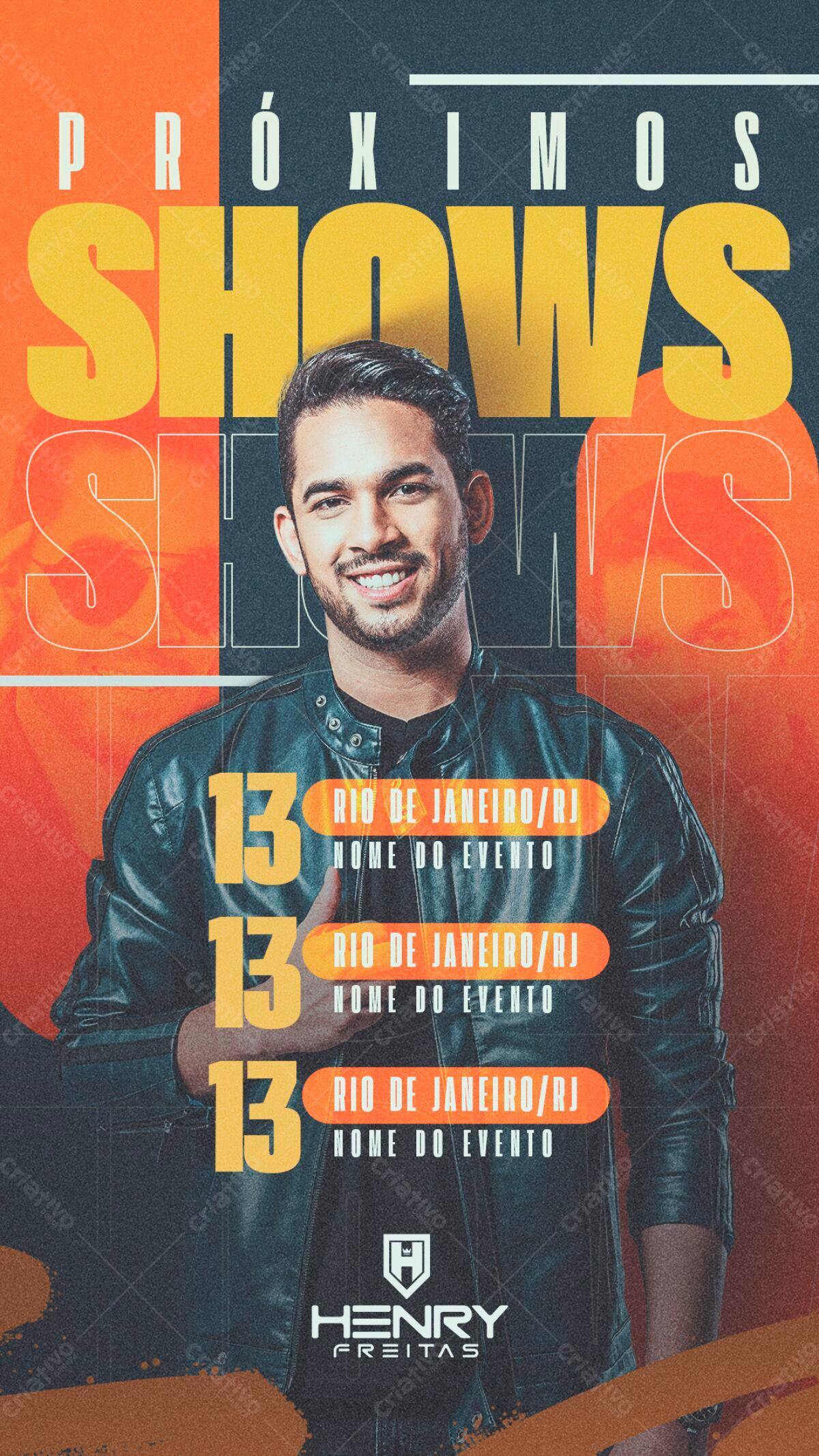 Flyer para Shows de Henry Freitas PSD Editável