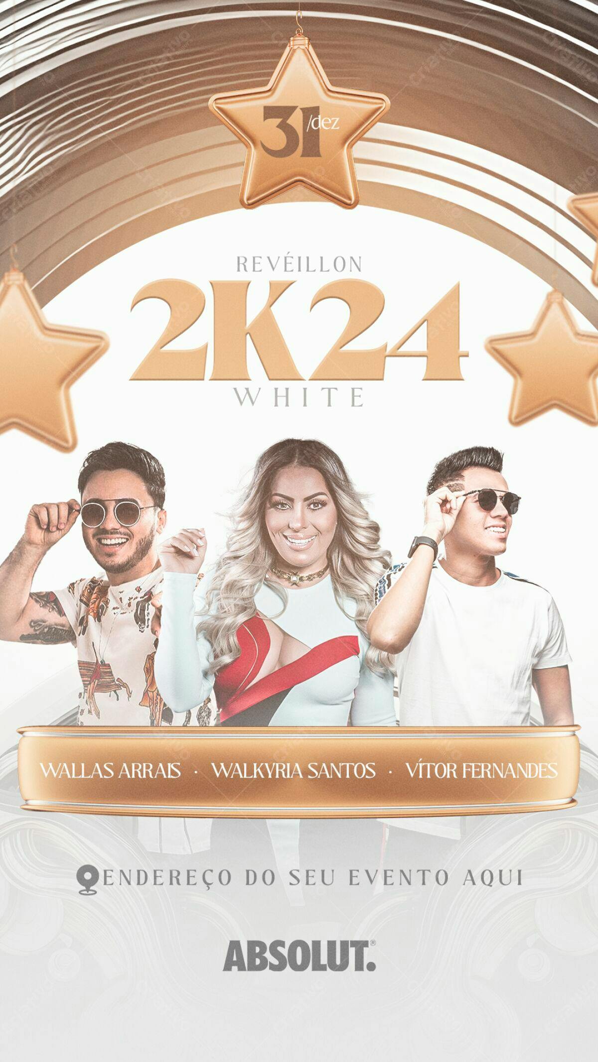 Flyer Réveillon 2024 White PSD Editável