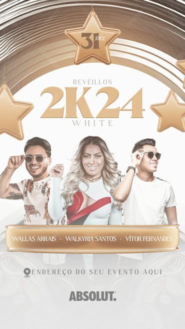 Flyer Reveillon 2K 24 White Story