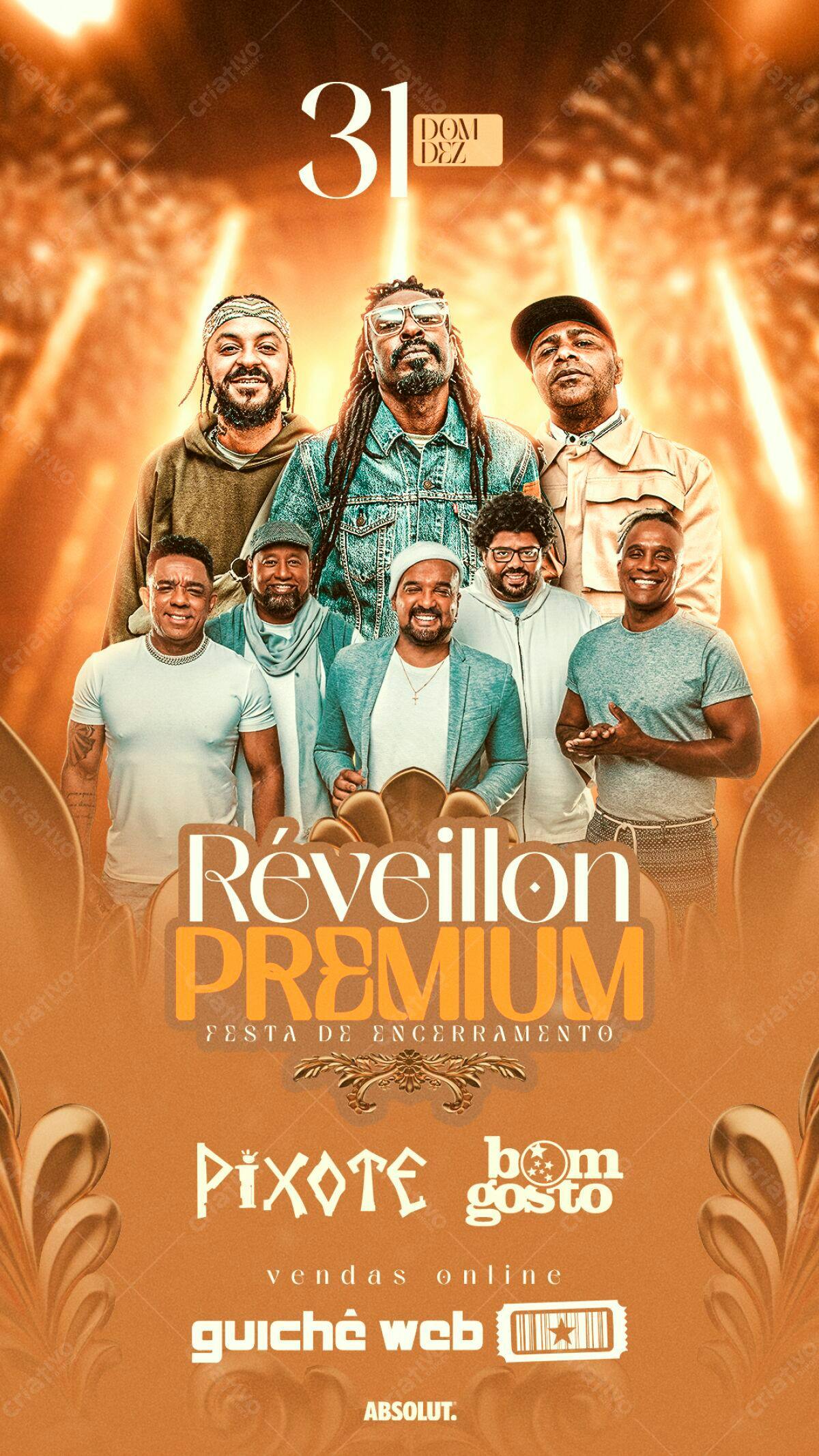 Flyer Réveillon Premium com Pixote e Bom Gosto PSD Editável