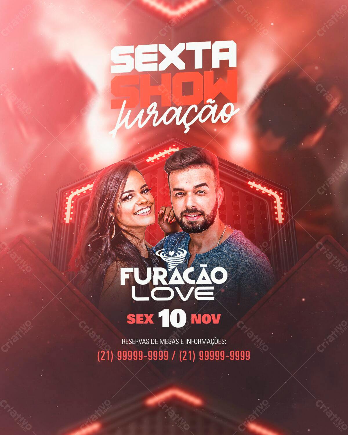 Flyer para Festa Sexta Show Furacão Love PSD Editável