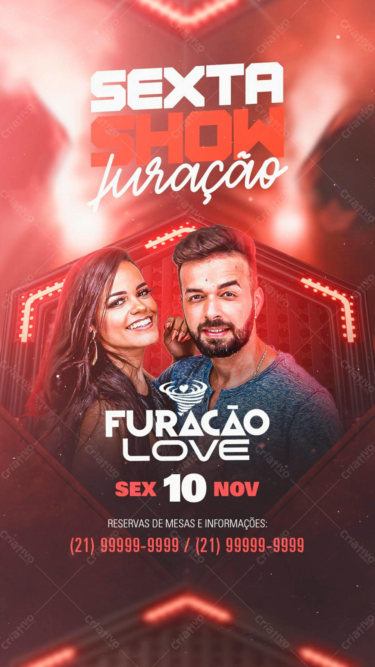 Flyer para Festa Sexta Show Furacão Love PSD Editável