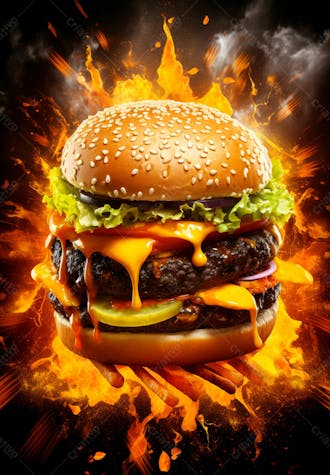 Imagem de um super hambúrguer completo 3