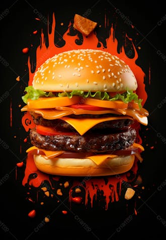 Imagem de um super hambúrguer completo 28