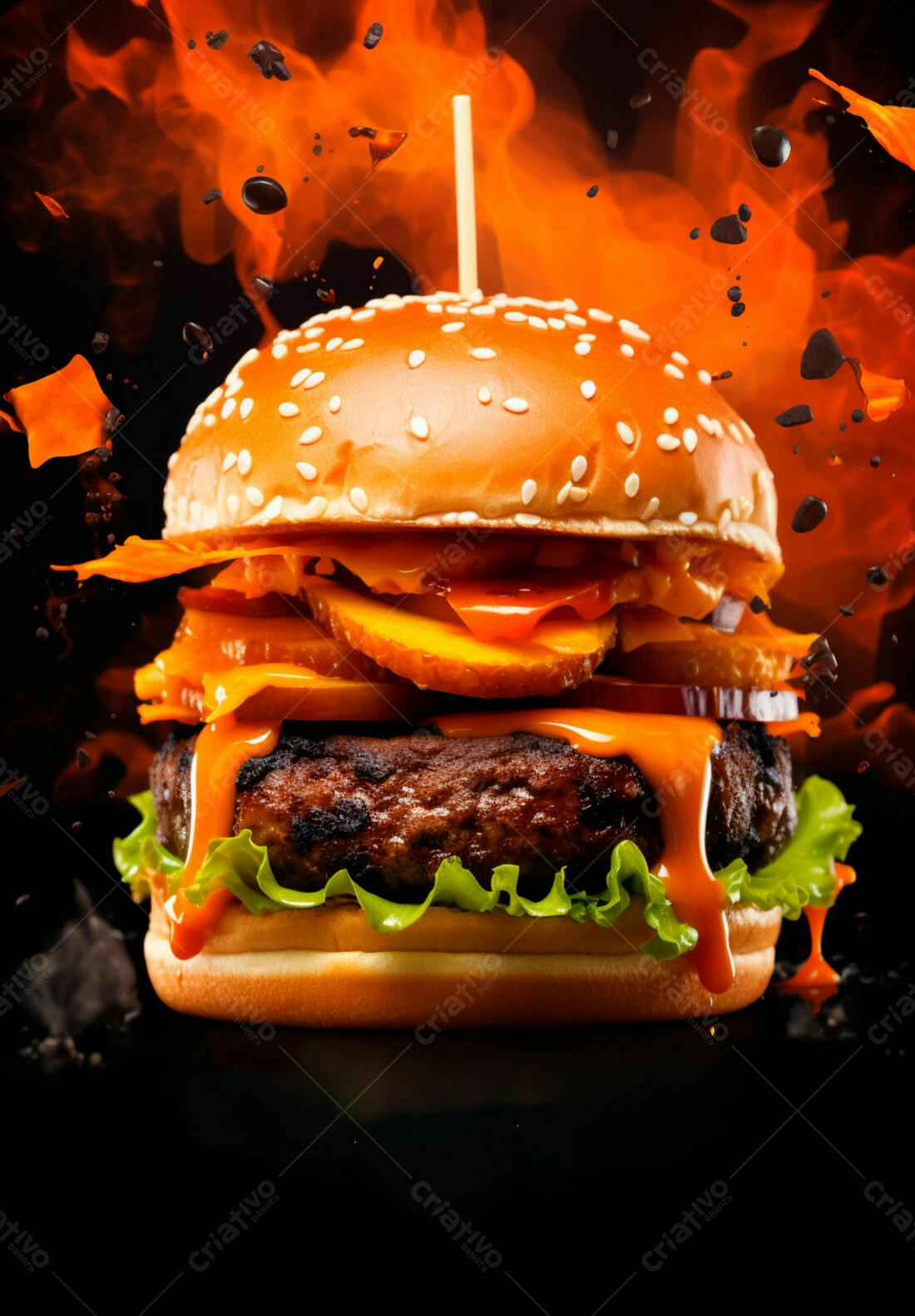 Hambúrguer Flamejante Queijo Derretido