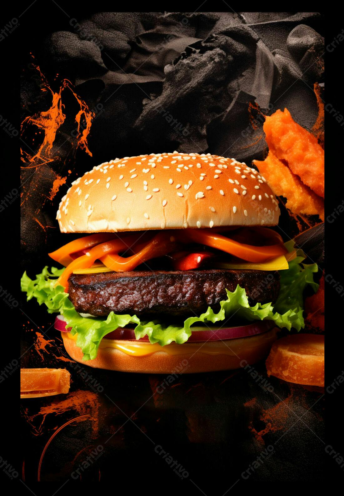 Hambúrguer suculento com batatas doces