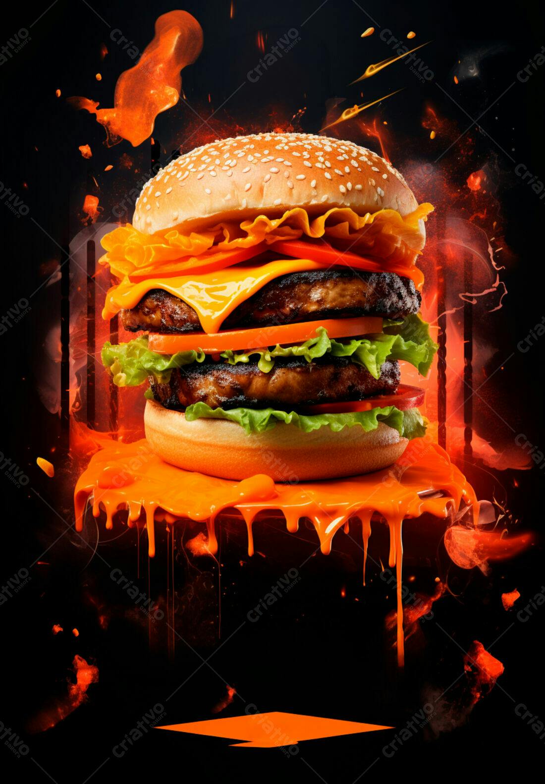 Duplo Cheeseburger Flamejante Queijo Derretido