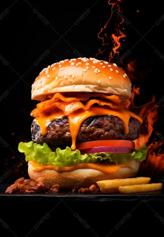 Imagem de um super hambúrguer completo 85