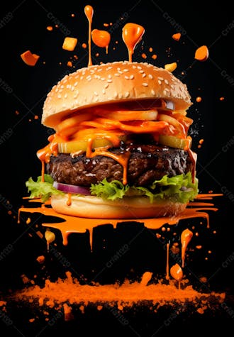 Imagem de um super hambúrguer completo 97