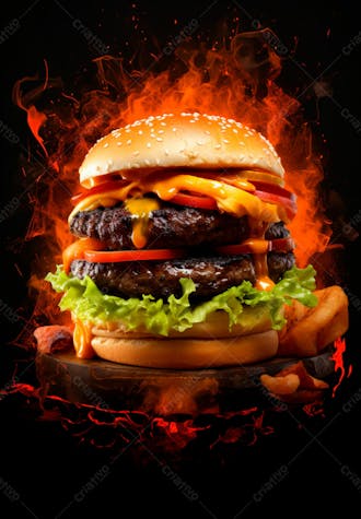 Imagem de um super hambúrguer completo 100