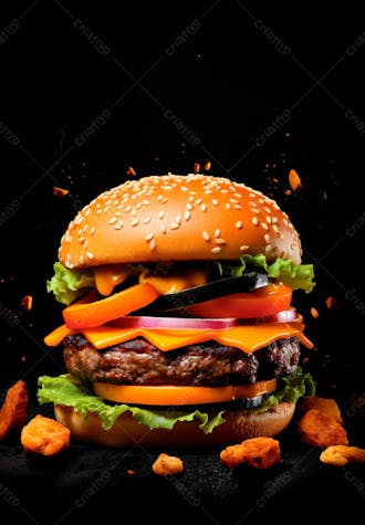 Imagem de um super hambúrguer completo 124