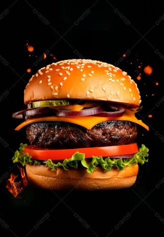 Imagem de um super hambúrguer completo 127
