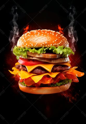 Imagem de um super hambúrguer completo 130