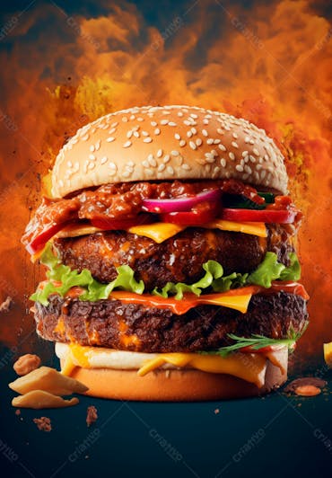 Imagem De Um Super Hambúrguer Completo 131