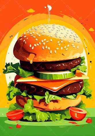 Imagem de um super hambúrguer completo 134