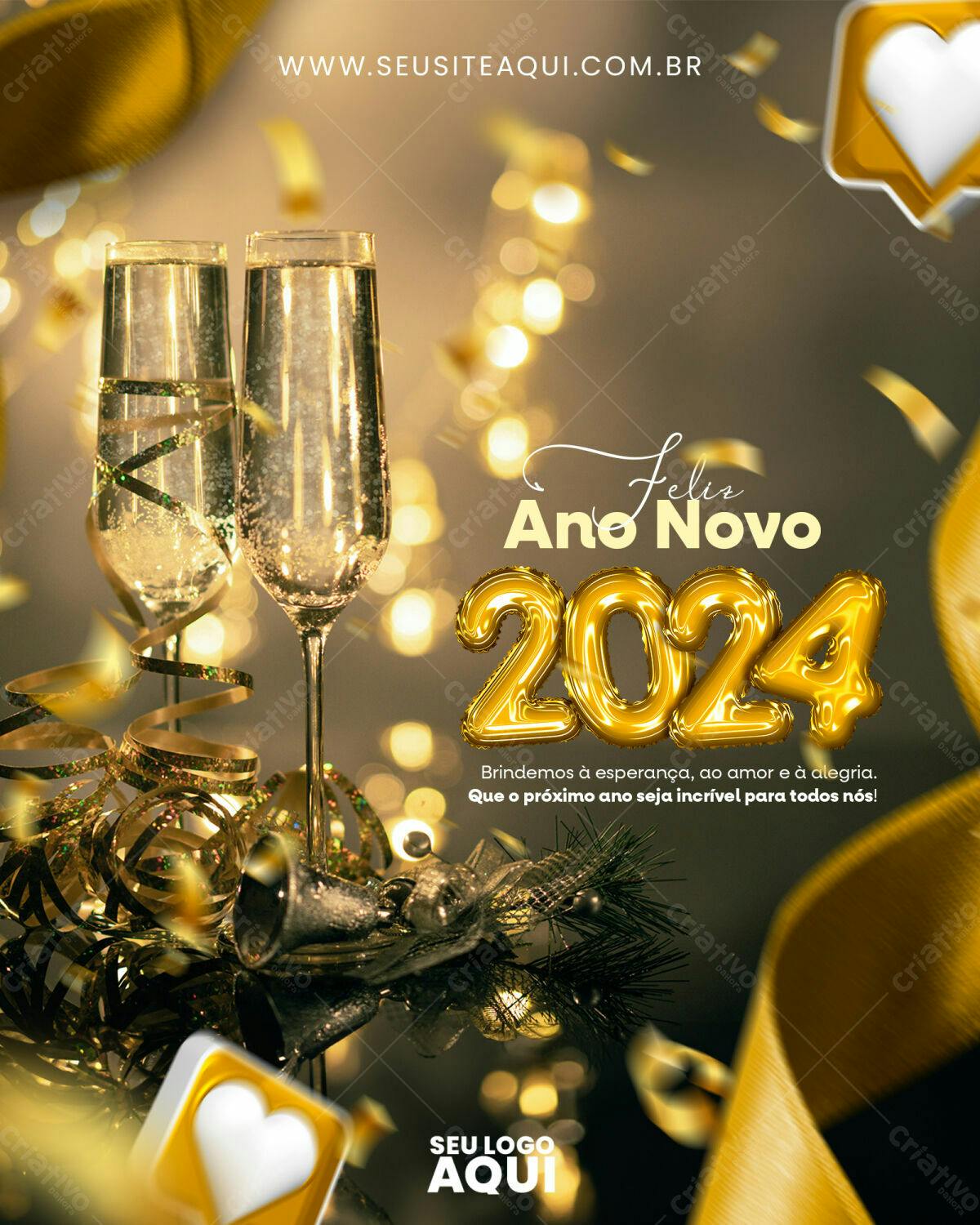 Flyer Feliz Ano Novo 2024 PSD Editável
