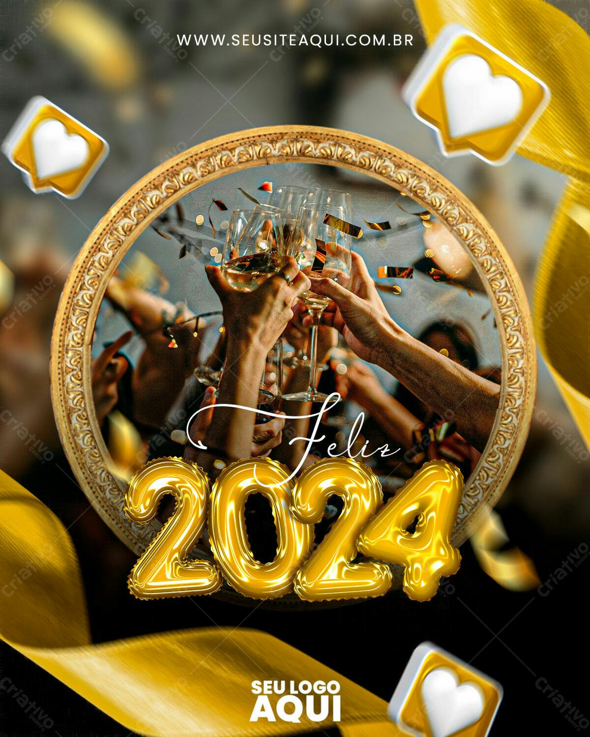 Flyer para Ano Novo 2024 PSD Editável