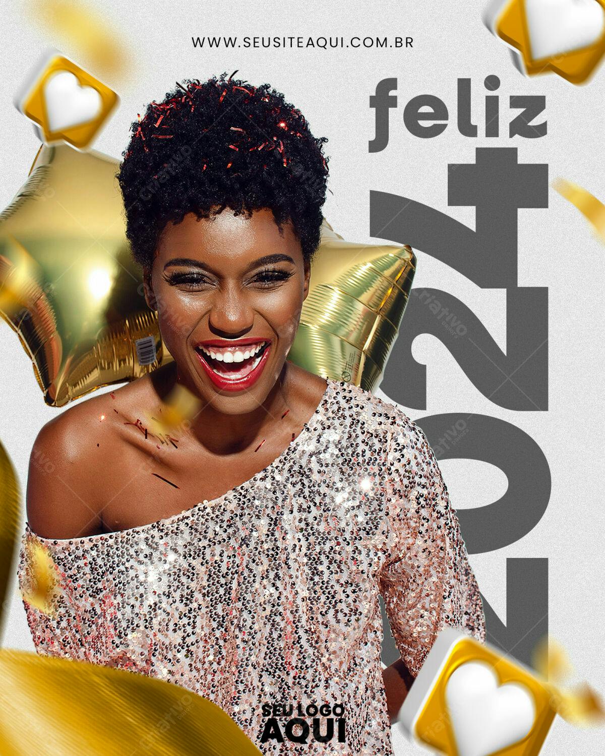 Flyer Ano Novo Feliz 2024 PSD Editável