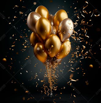 Imagem de lindos balões dourados e confete 1