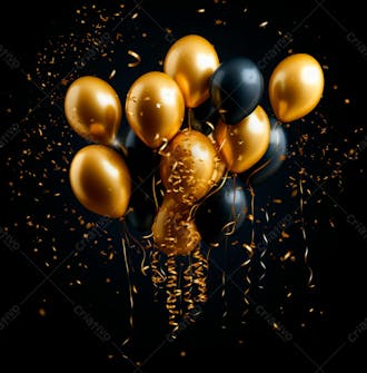 Imagem de lindos balões dourados e confete 2