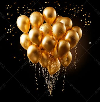 Imagem de lindos balões dourados e confete 4