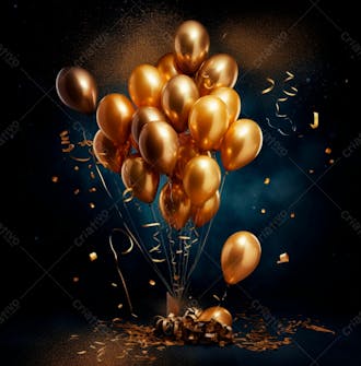 Imagem de lindos balões dourados e confete 5