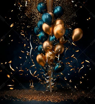 Imagem de lindos balões dourados e confete 8
