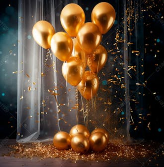 Imagem de lindos balões dourados e confete 9