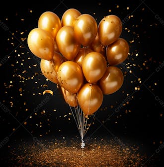 Imagem de lindos balões dourados e confete 10