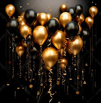 Imagem de lindos balões dourados e confete 11