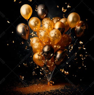 Imagem de lindos balões dourados e confete 12