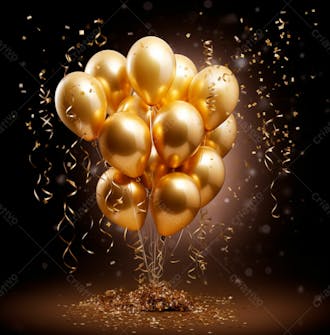 Imagem de lindos balões dourados e confete 15