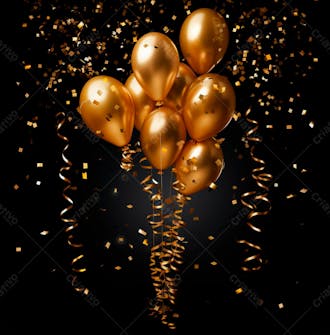 Imagem de lindos balões dourados e confete 16