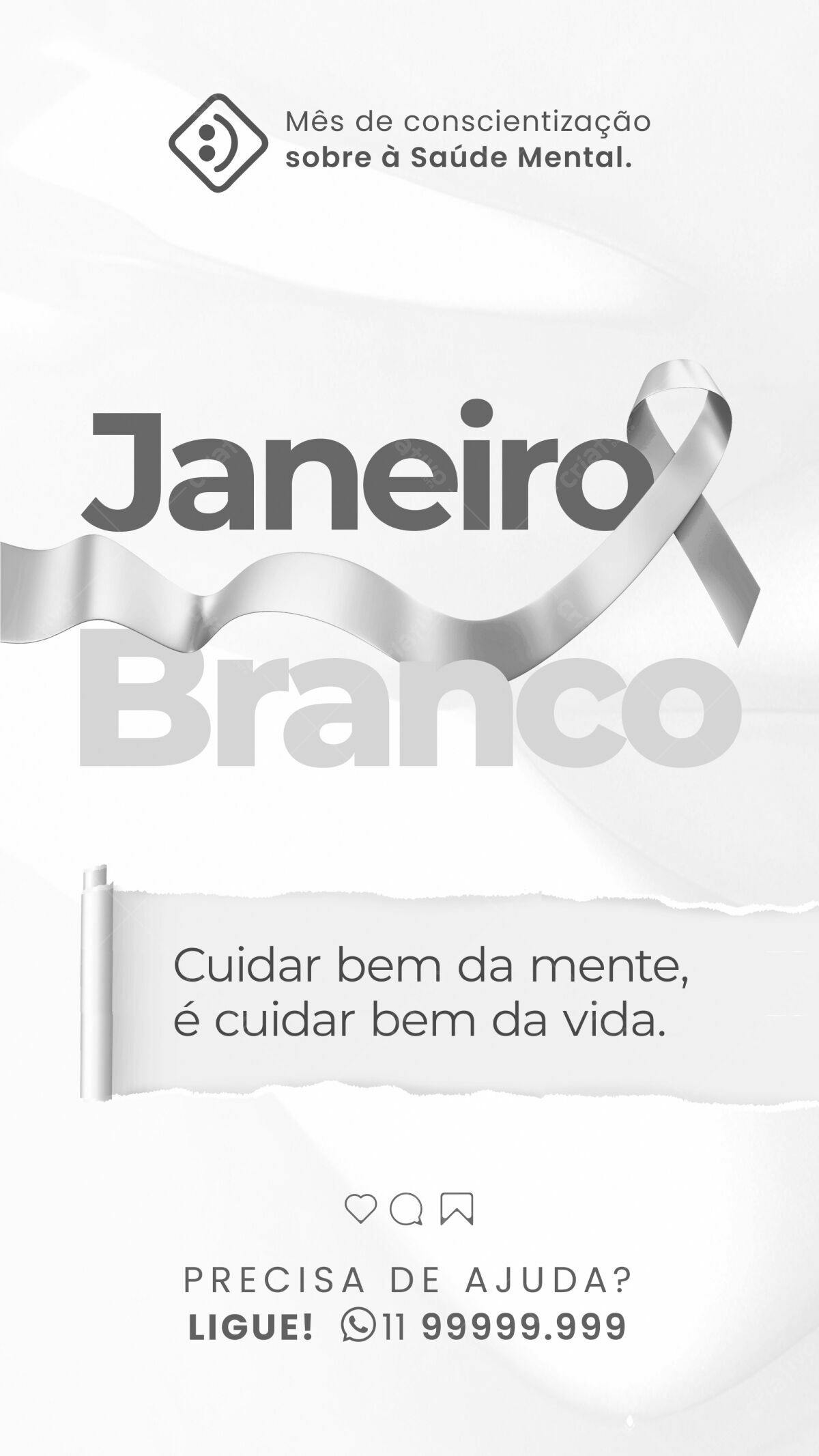 Flyer Janeiro Branco PSD Editável