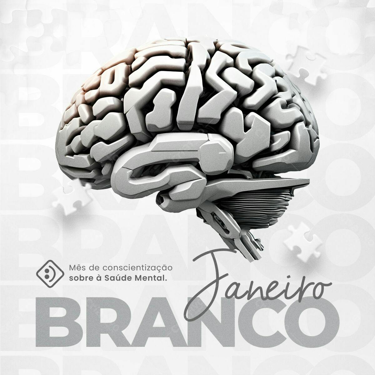 Flyer Janeiro Branco Saúde Mental PSD Editável