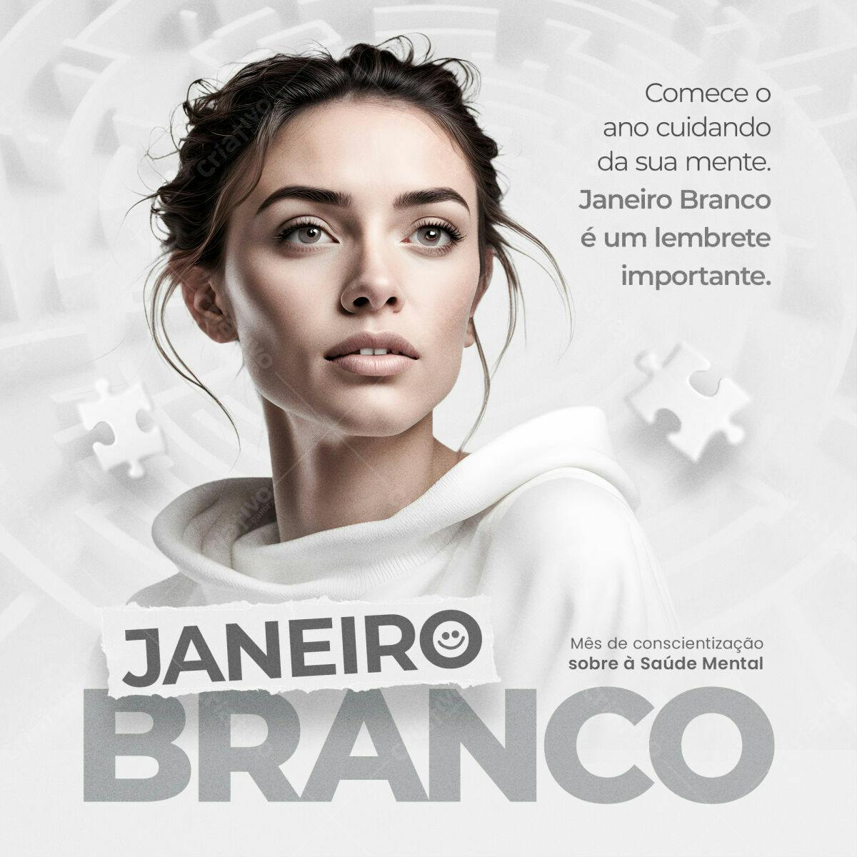 Flyer Janeiro Branco Saúde Mental PSD Editável