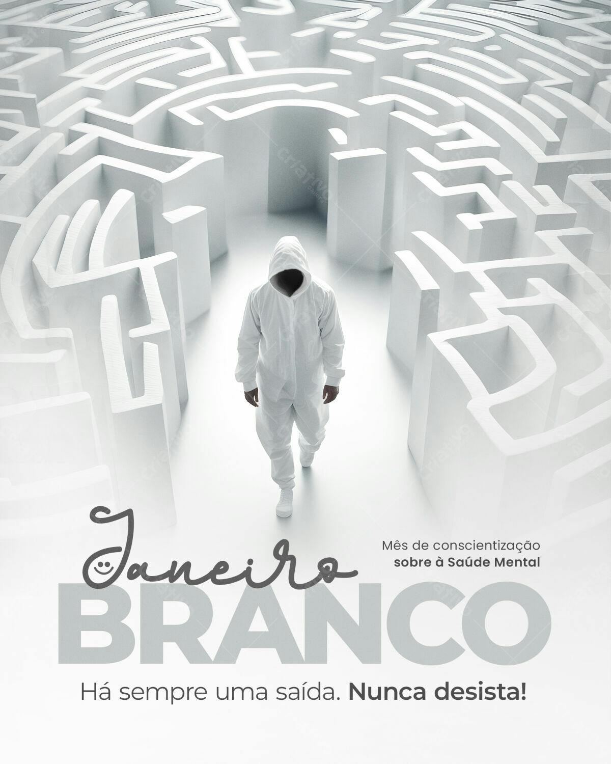 Poster Janeiro Branco Saúde Mental PSD Editável