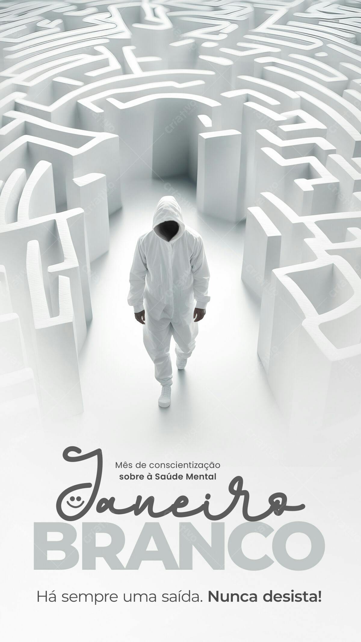 Flyer Janeiro Branco Saúde Mental PSD Editável