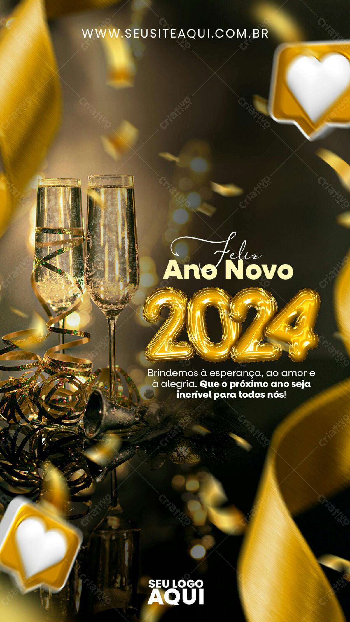 Flyer Ano Novo 2024 PSD Editável