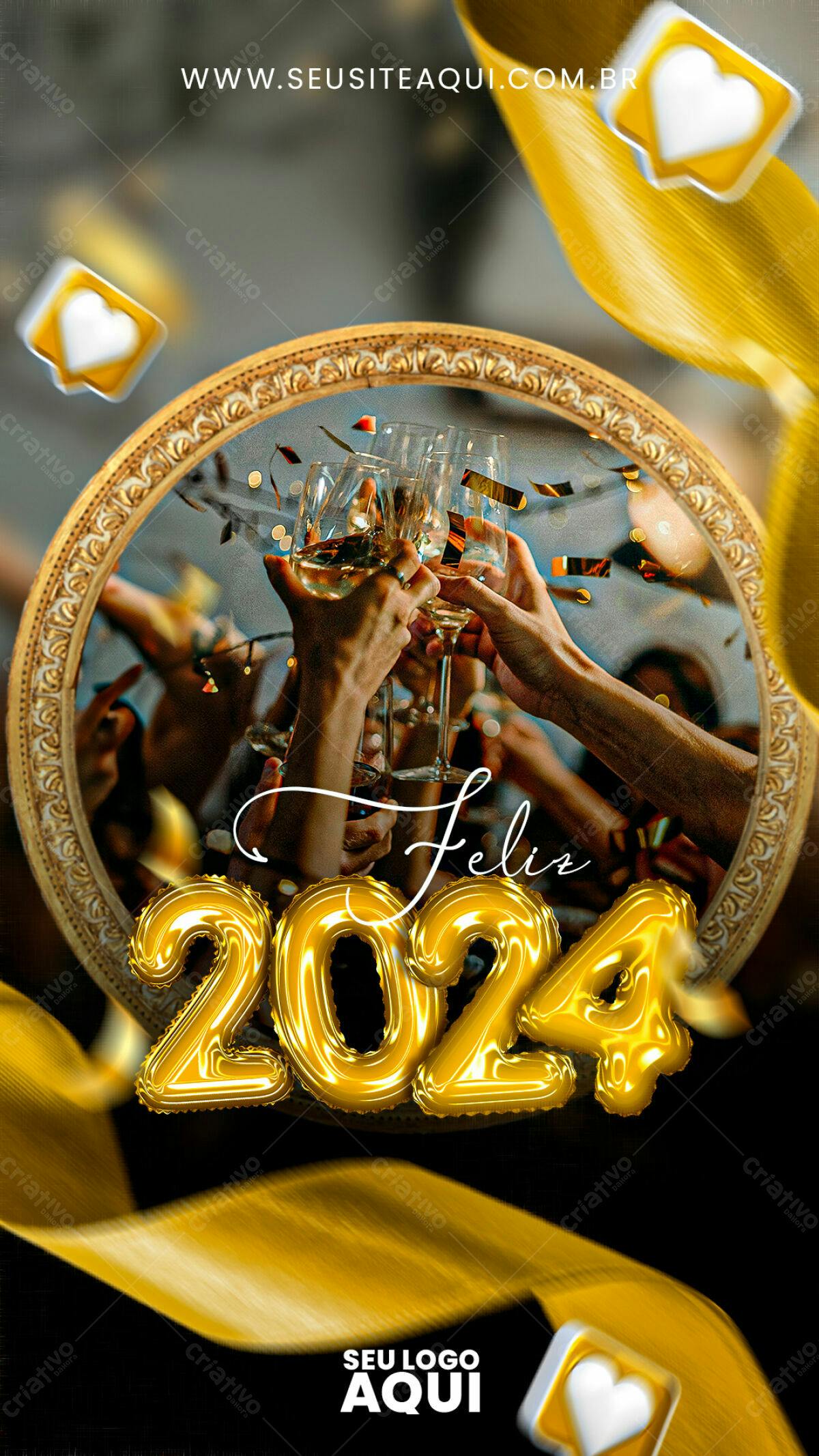 Flyer para Reveillon 2024 PSD Editável
