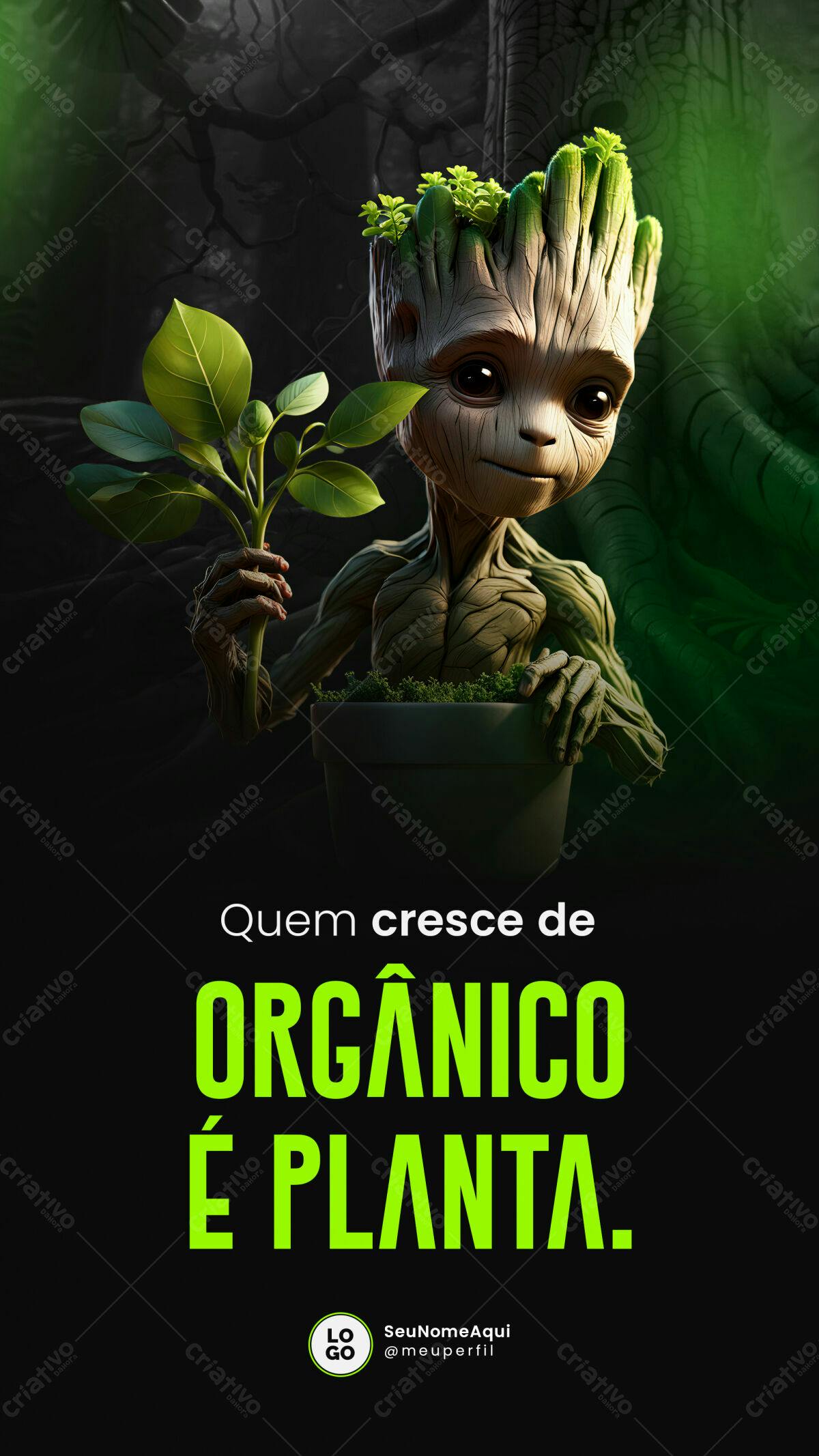 Flyer Orgânico com Groot PSD Editável