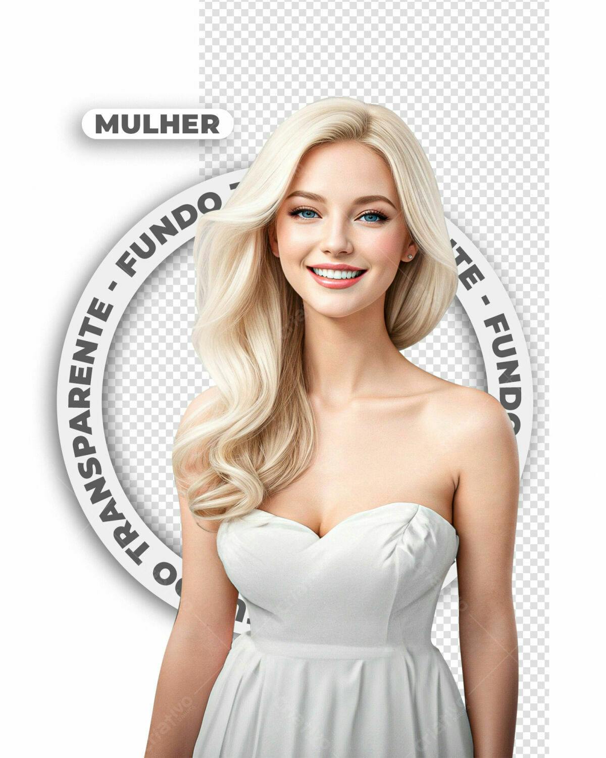 PSD Mulher Vestido Branco para Fotos de Perfil PSD Editável