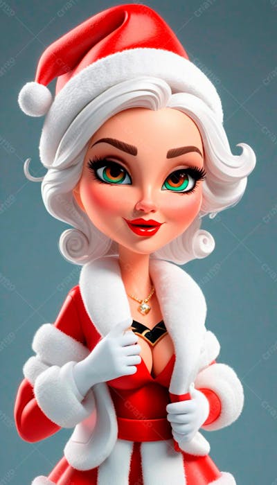 Desenho 3D De Uma Linda Garota Vestindo Roupa De Natal 19