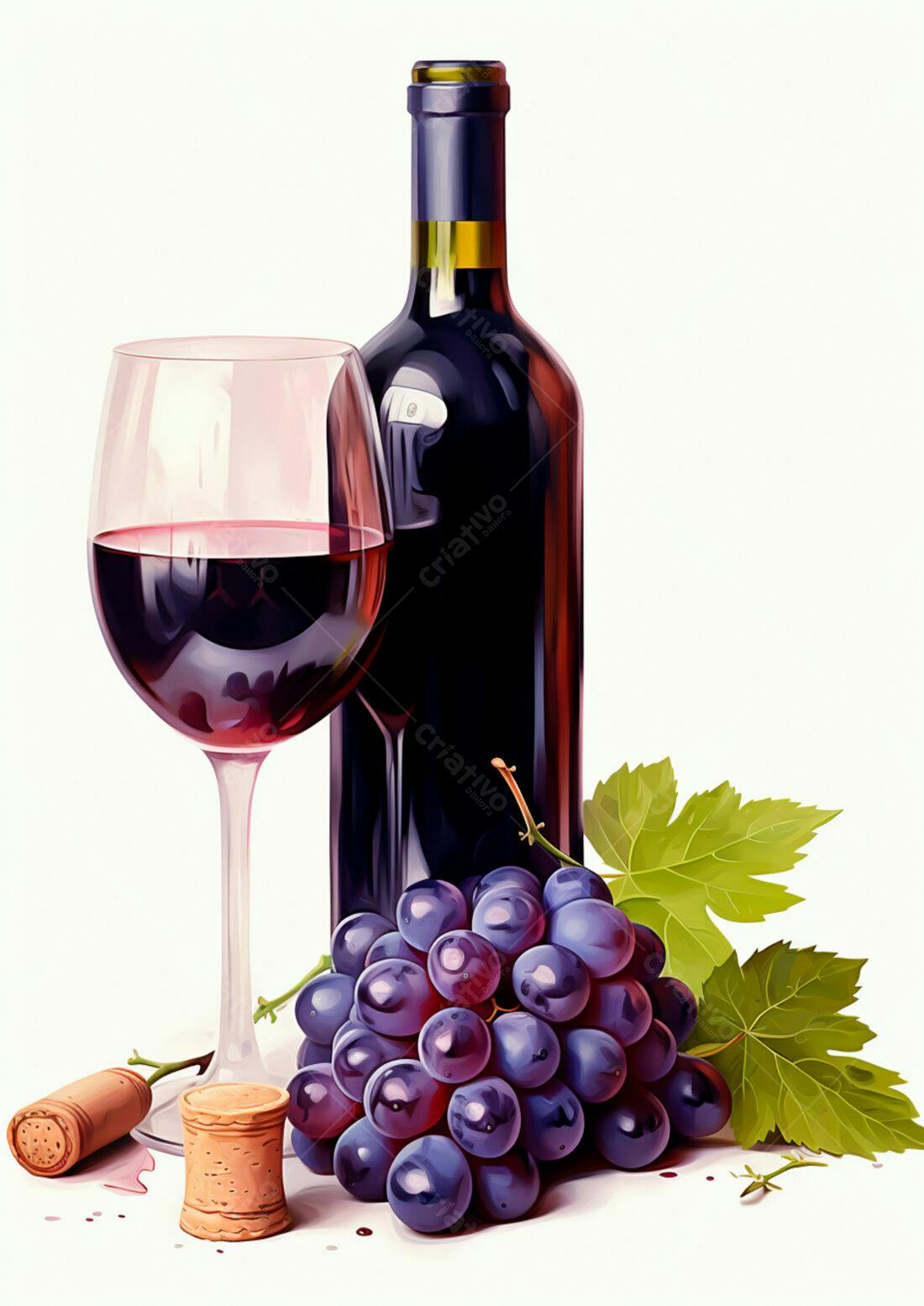 Vinho tinto garrafa taça uvas