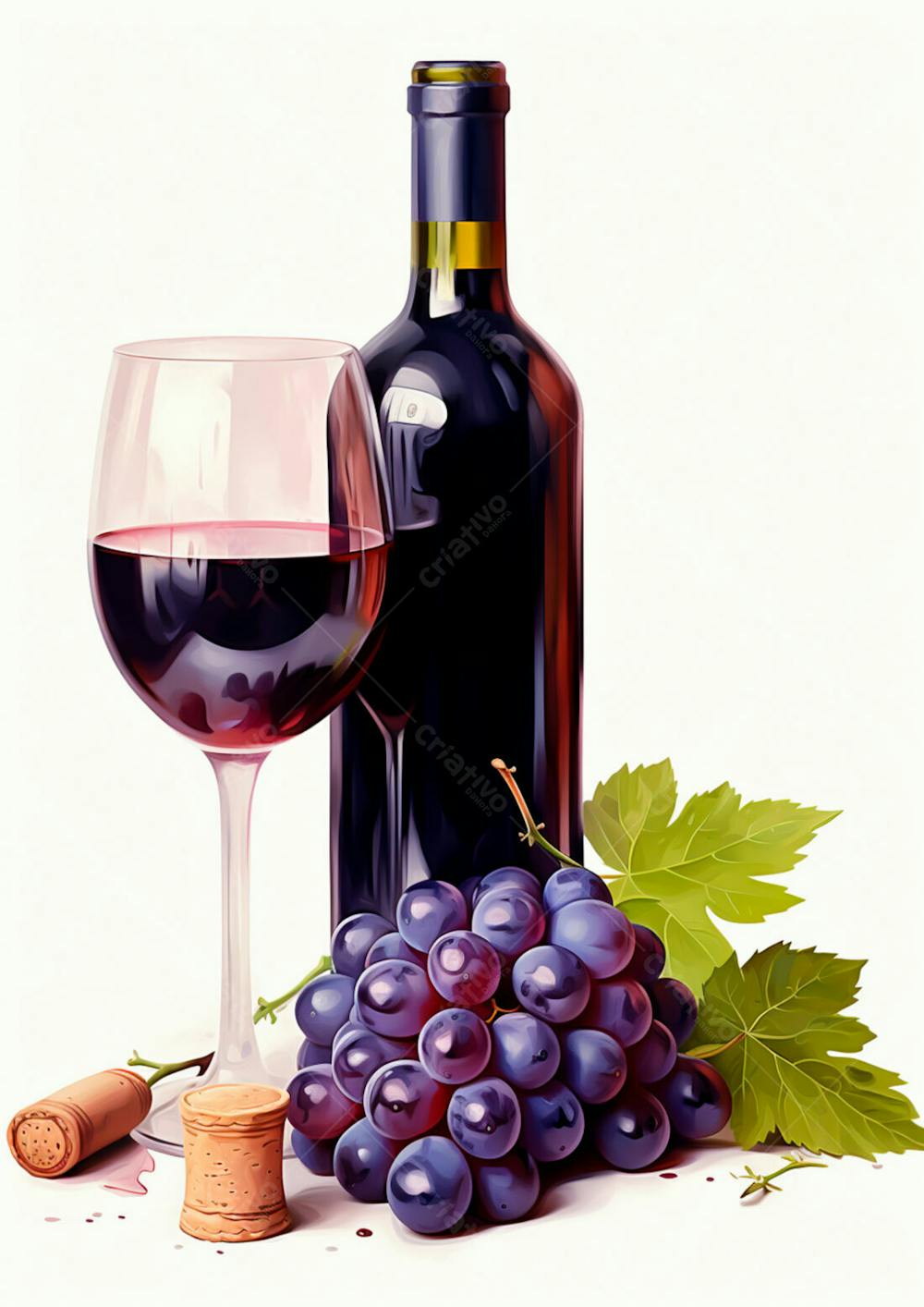 Imagem De Uma Garrafa De Vinho Tinto Com Uvas Ao Lado 19