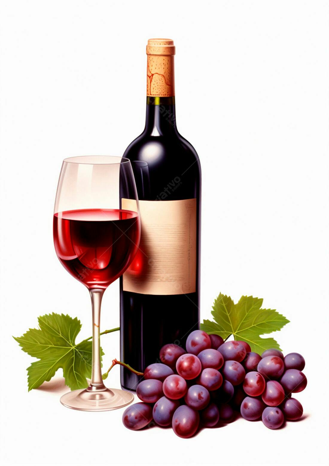 Vinho tinto garrafa taça uvas